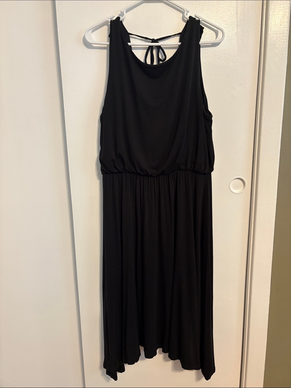 LOFT Black Sleeveless Midi Dress with Back Tie